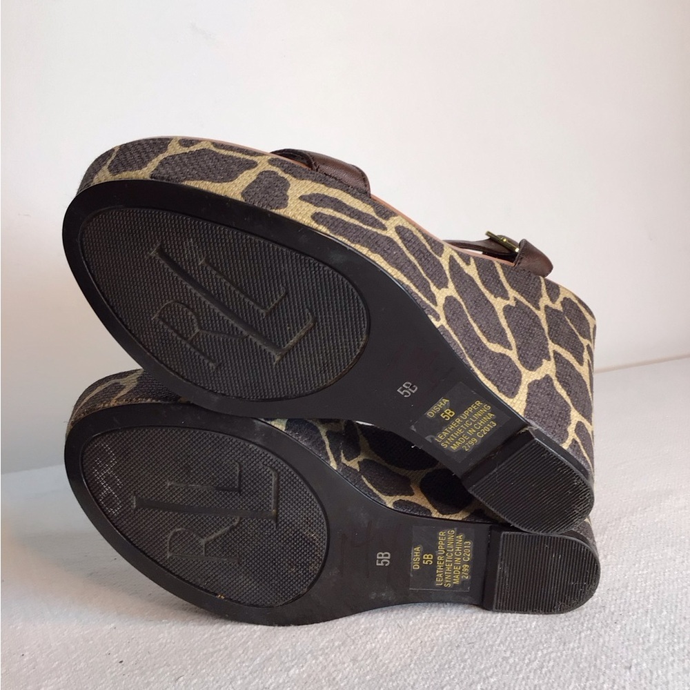 Ralph Lauren Brown Leather Sandals with Wedge Heel Women’s Size 5 - Picture 6 of 9